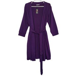 Hotouch Womens Purple Robe With Belt - Size S long Sleeve Rayon & Spandex. NWT